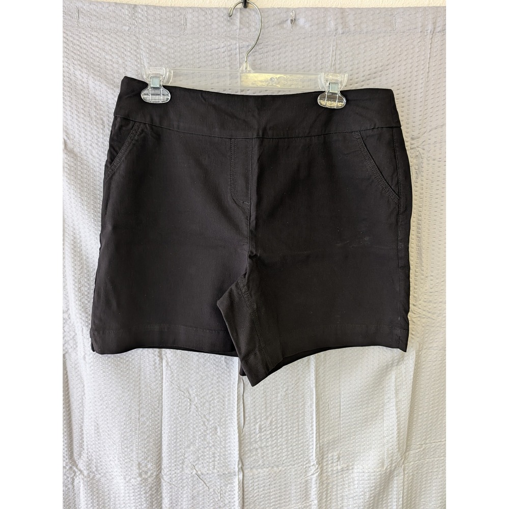 Westbound Womens Black Pull On Shorts Size 12 Faux Pockets Stretch Rayon Blend